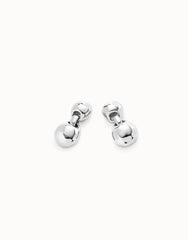 Drop Earrings With Two Beads - Silver