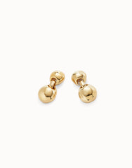 Drop Earrings With Two Beads - Gold