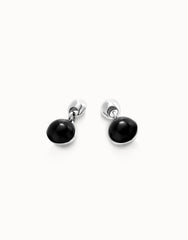 Drop Earrings With Two Murano Glass Beads - Silver