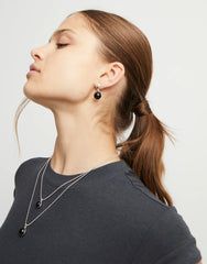 Drop Earrings With Two Murano Glass Beads - Silver