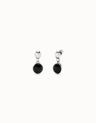 Drop Earrings With Two Murano Glass Beads - Silver