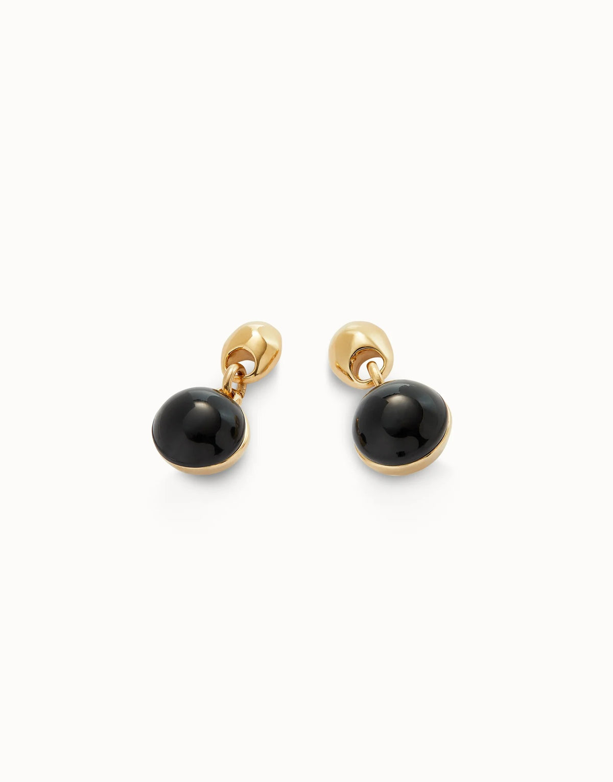 Drop Earrings With Two Murano Glass Beads - Gold