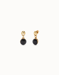 Drop Earrings With Two Murano Glass Beads - Gold