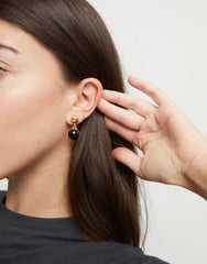 Drop Earrings With Two Murano Glass Beads - Gold