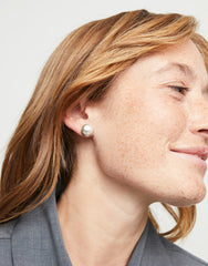 Bead Shaped Stud Earrings - Silver