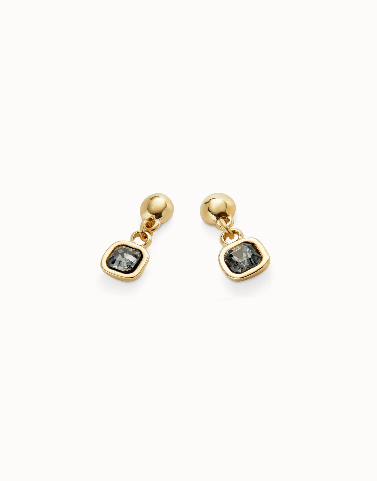 Drop Earrings With Black Crystal - Gold