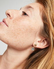 Drop Earrings With Black Crystal - Gold
