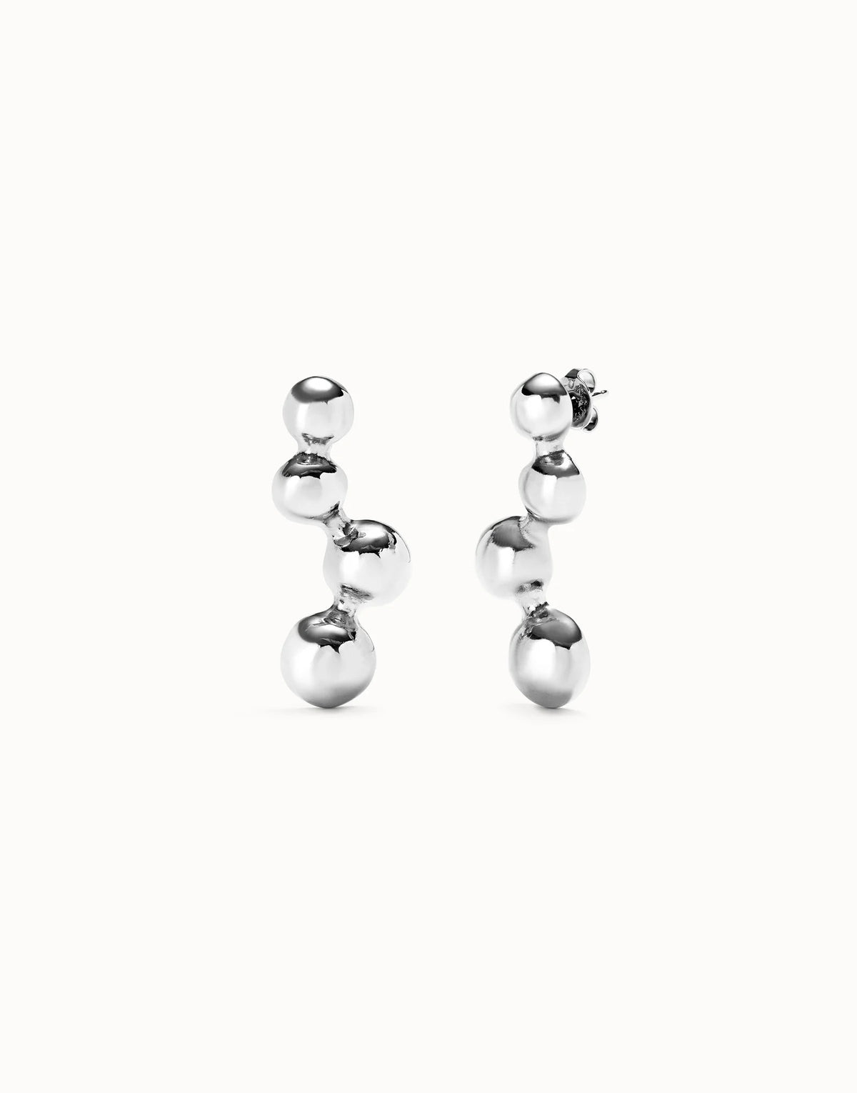 Drop Earrings With Beads - Silver