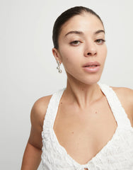 Drop Earrings With Beads - Silver