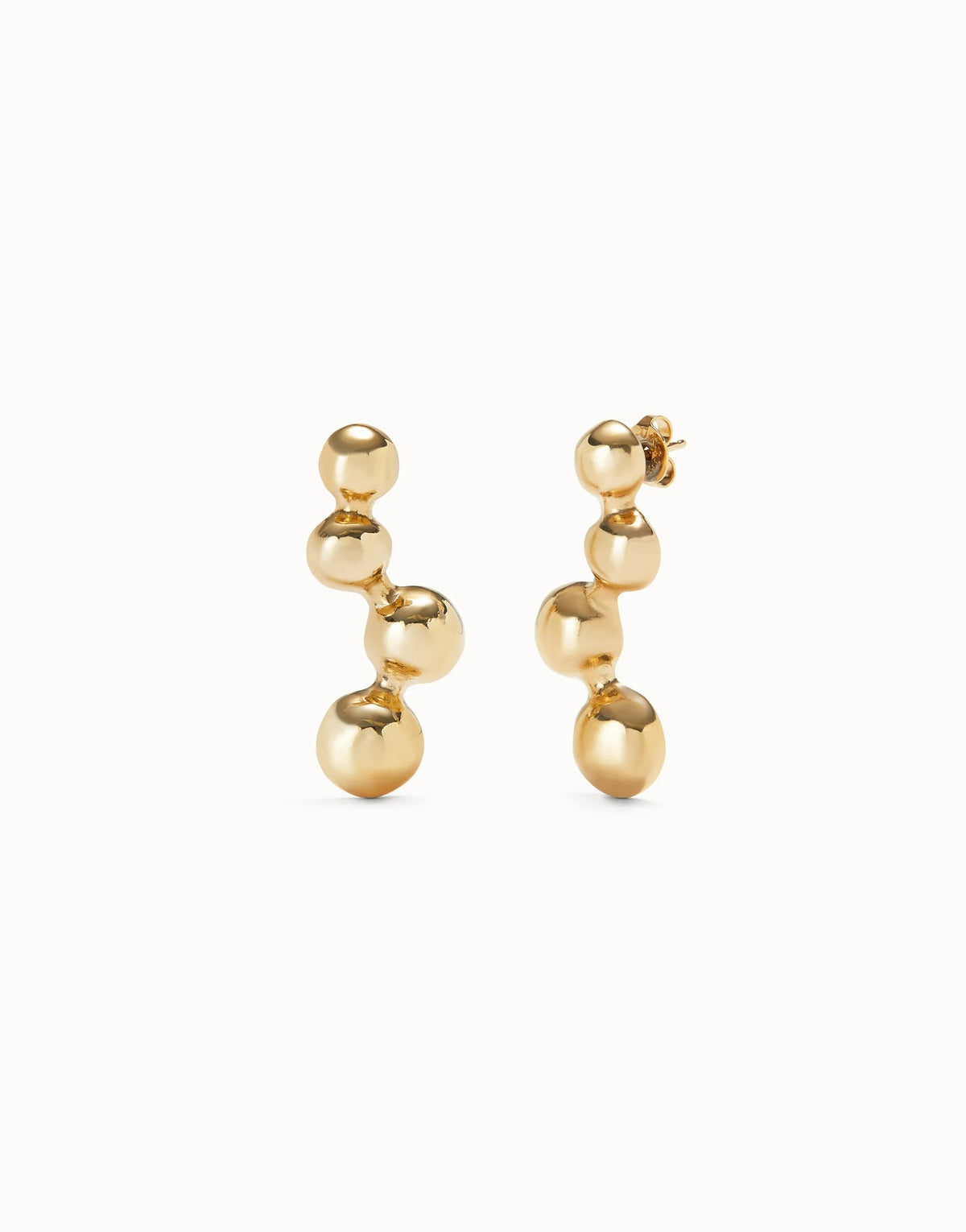 Drop Earrings With Beads - Gold