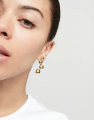 Drop Earrings With Beads - Gold