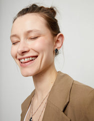 Earrings With A Grey Faceted Crystal - Silver