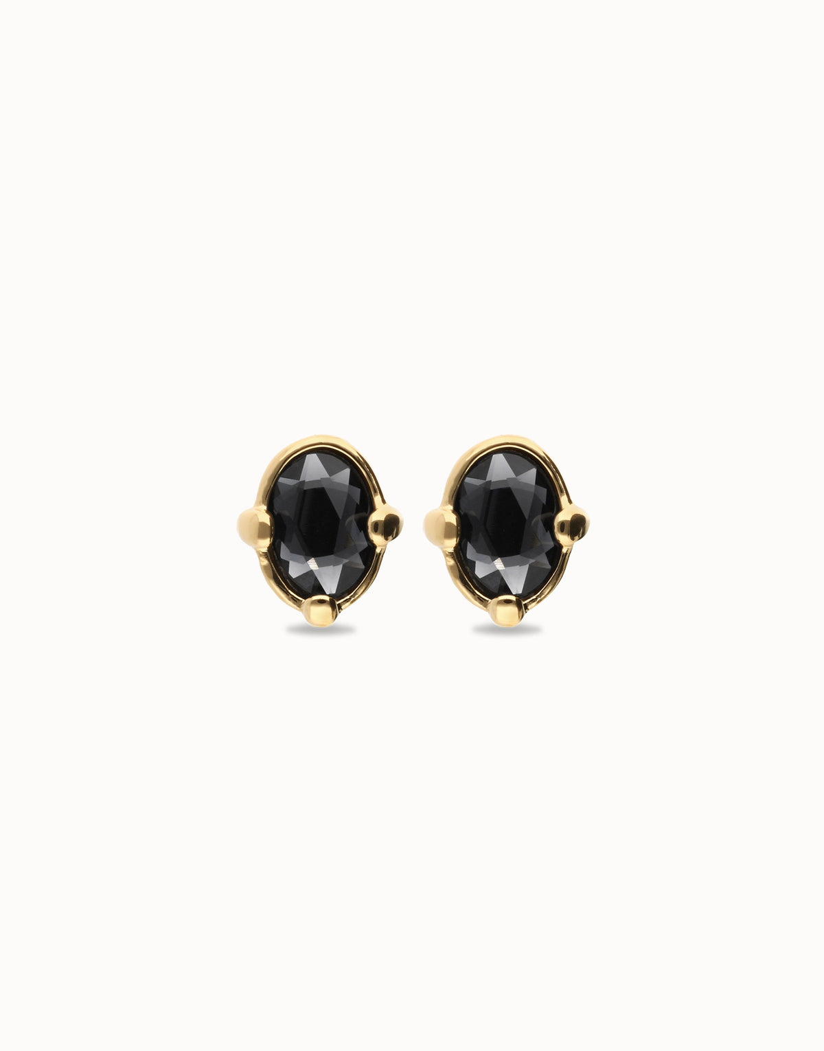 Earrings With Grey Faceted Crystal - Gold