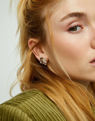 Earrings With Pink Faceted Crystal - Silver