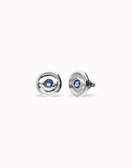 Earrings Plated In Sterling Silver With A Blue Faceted Crystal