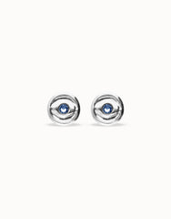 Earrings Plated In Sterling Silver With A Blue Faceted Crystal
