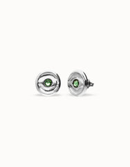 Earrings Plated In Sterling Silver With A Green Faceted Crystal