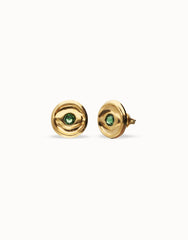 Earrings Plated In Gold 18K With A Green Faceted Crystal