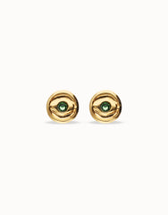Earrings Plated In Gold 18K With A Green Faceted Crystal