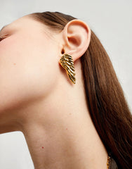 Earrings Pleated In Gold 18K In The Shape Of Wings