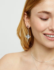 Sterling Silver Plated Metal Alloy Long Earrings In The Shape Of A Stingray