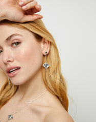 Sterling Silver Plated Metal Alloy Long Earrings In The Shape Of A Stingray