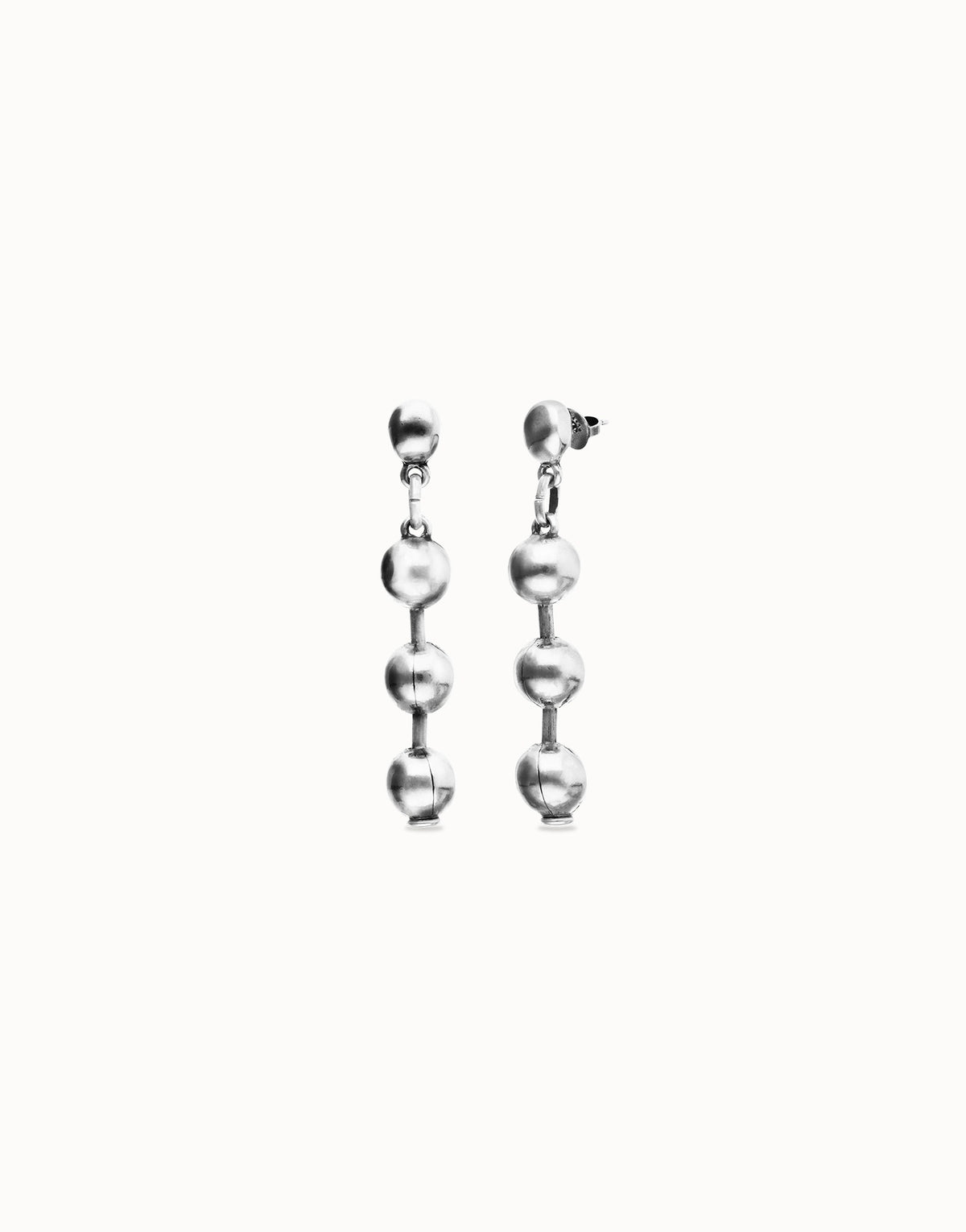 Sterling Silver Plated Balls Long Earring