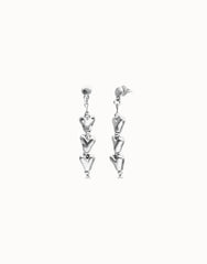 Sterling Silver Plated Heart Shaped Long Earrings