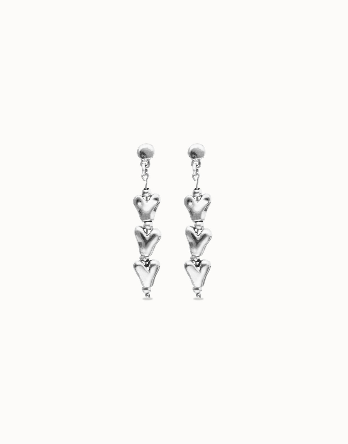 Sterling Silver Plated Heart Shaped Long Earrings
