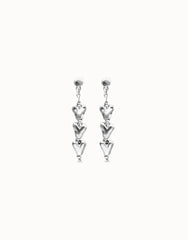 Sterling Silver Plated Heart Shaped Long Earrings