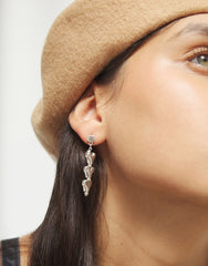 Sterling Silver Plated Heart Shaped Long Earrings
