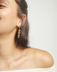 18K Gold Plated Heart Shaped Long Earrings