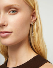 Leather And Sterling Silver Plated Long Earrings With Hearts