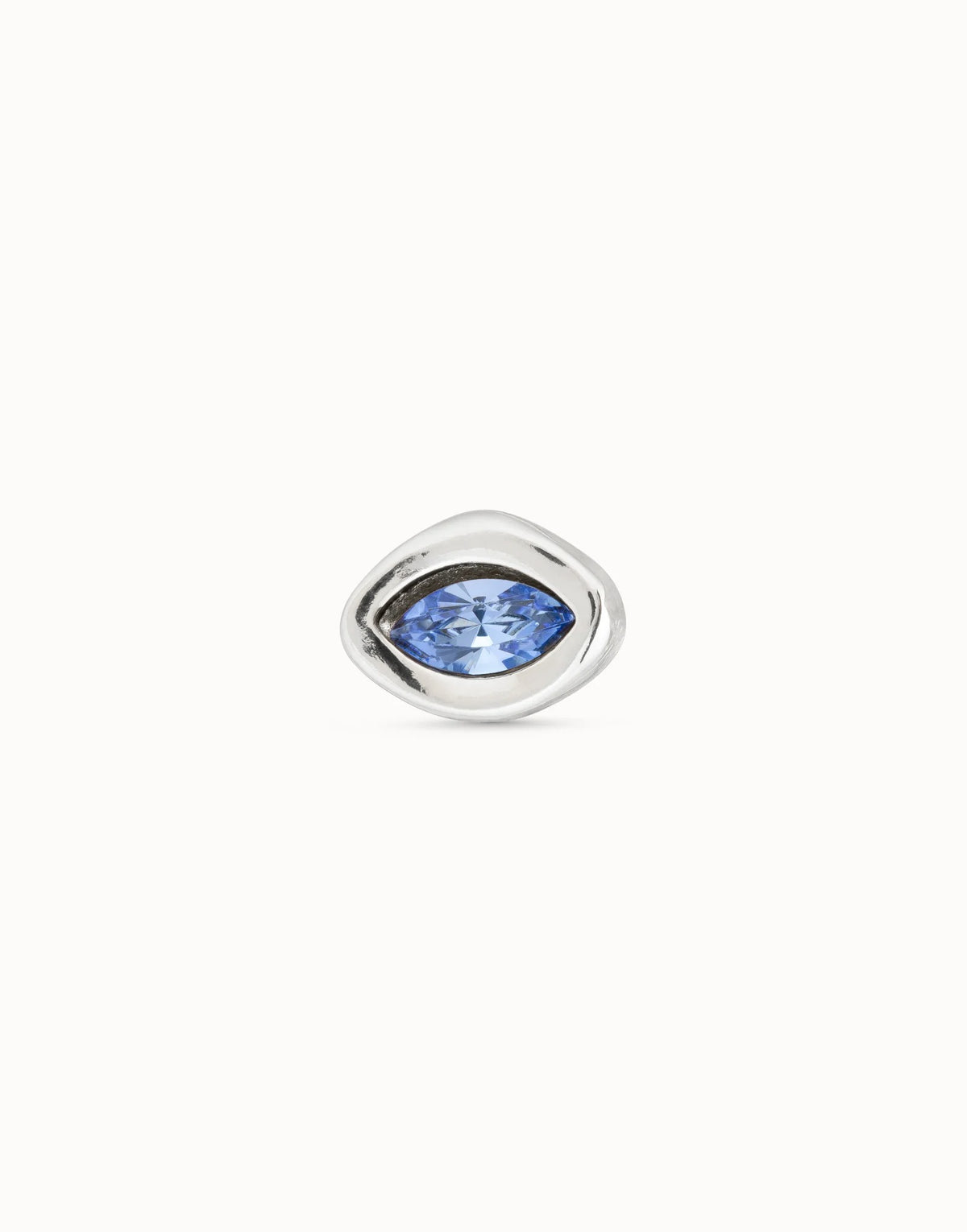 Single Stud Earring With Blue Stone - Silver