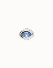 Single Stud Earring With Blue Stone - Silver