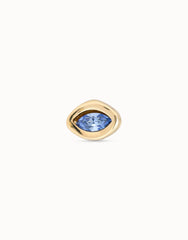 Single Stud Earring With Blue Stone - Gold