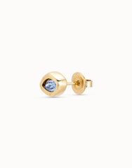 Single Stud Earring With Blue Stone - Gold