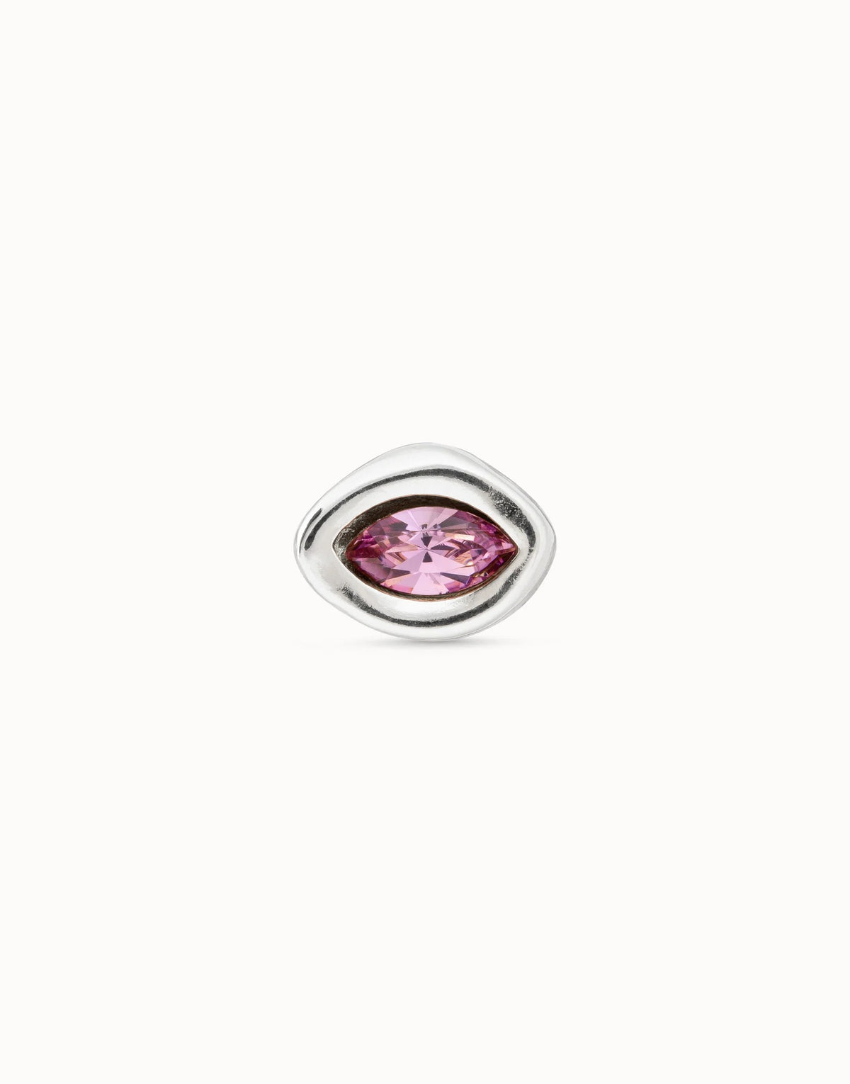 Single Stud Earring With Purple Crystal - Silver