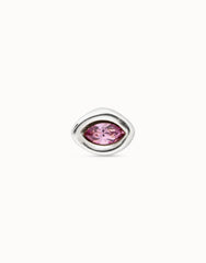 Single Stud Earring With Purple Crystal - Silver