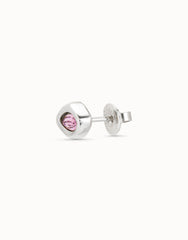 Single Stud Earring With Purple Crystal - Silver