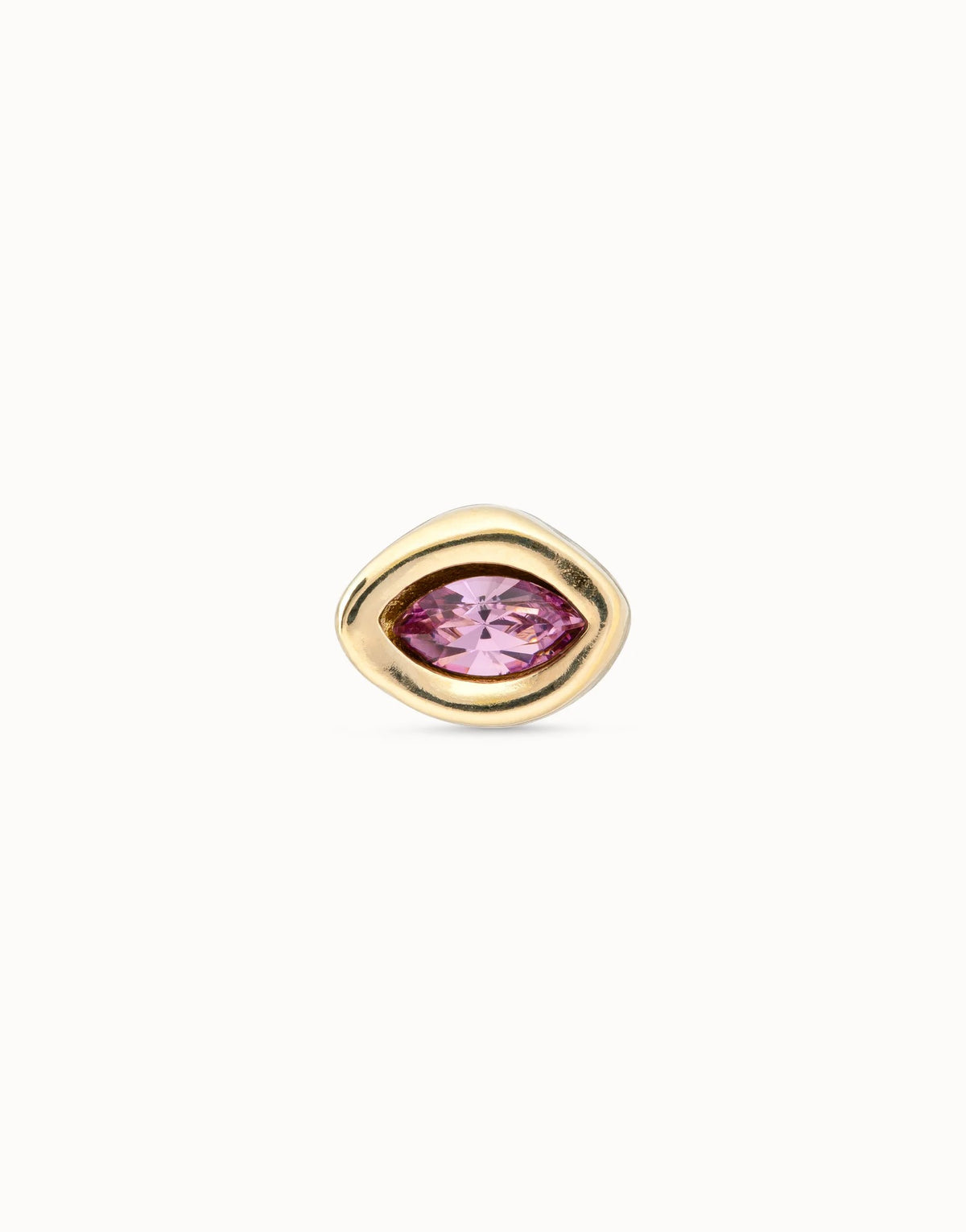 Single Stud Earring With Purple Crystal - Gold