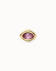Single Stud Earring With Purple Crystal - Gold