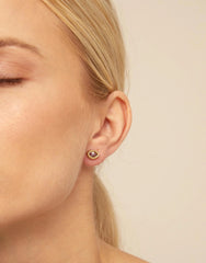Single Stud Earring With Purple Crystal - Gold