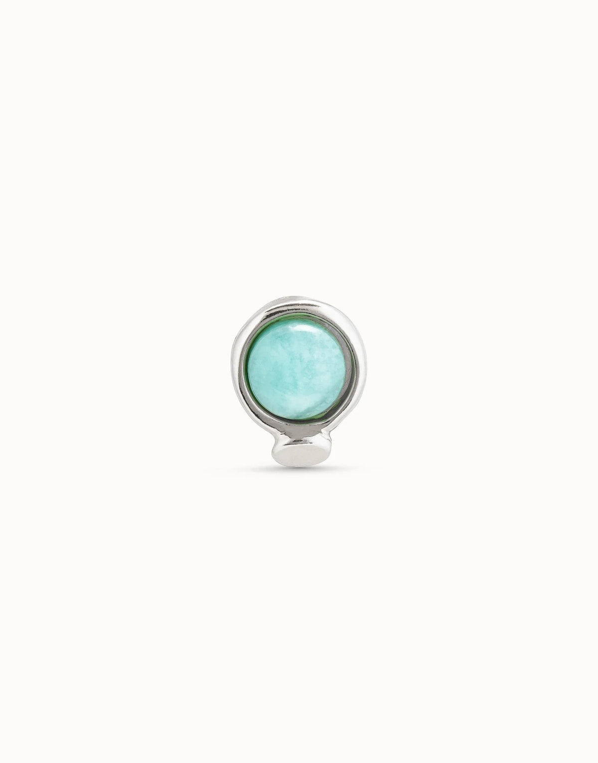 Single Stud Earring With Blue Crystal - Silver