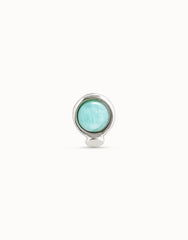 Single Stud Earring With Blue Crystal - Silver