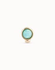 Single Stud Earring With Blue Crystal - Gold