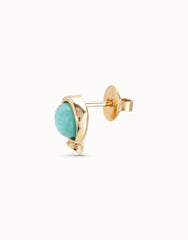 Single Stud Earring With Blue Crystal - Gold
