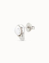Single Stud Earring With Pearl - Silver