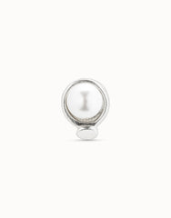 Single Stud Earring With Pearl - Silver