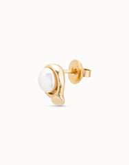 Single Stud Earring With Pearl - Gold